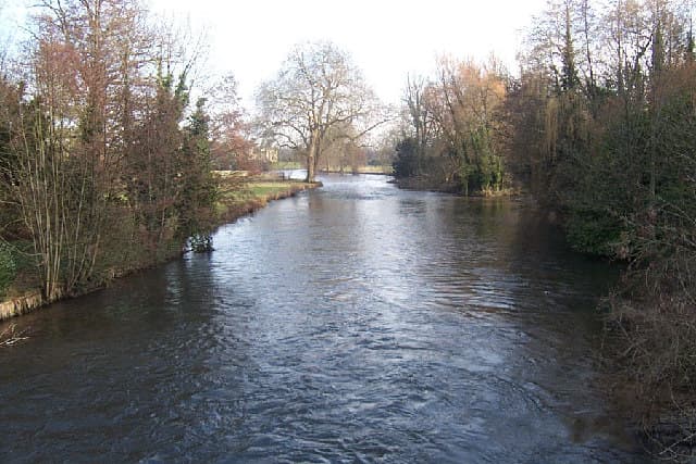 The River Test flowing through Romsey, Hampshire