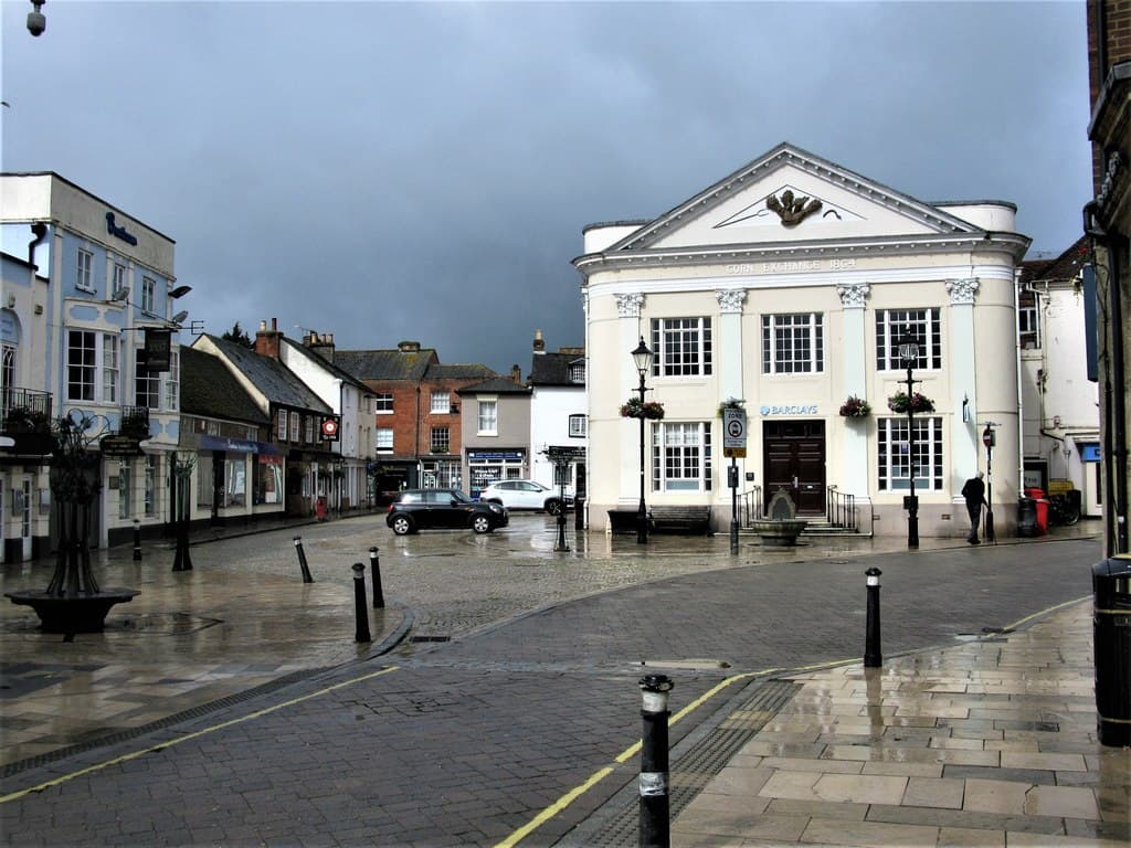 The Corn Market and The Hundred in the centre of Romsey, Hampshire
